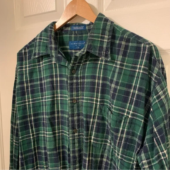 Towncraft (Size L) Green Plaid Button Down Shirt - Picture 2 of 6